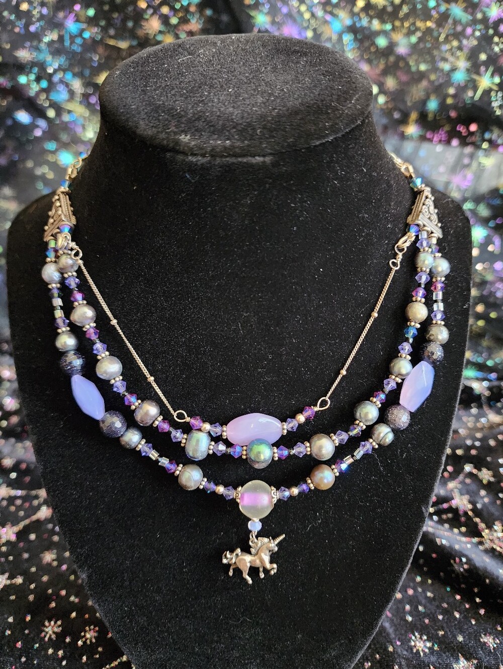 3 strand unicorn necklace (14.5 in)